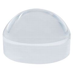 An acrylic based dome magnifier with a white base
