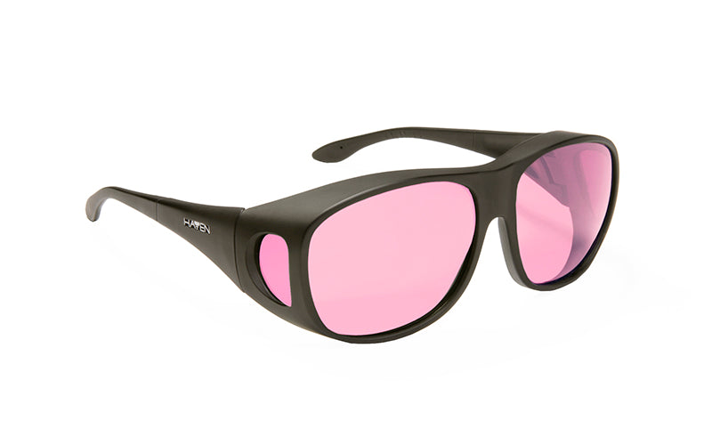 Large Light Tinted Rose Sunglasses with Black Frame