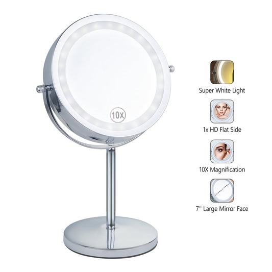 A lighted mirror that is perfect for putting on makeup