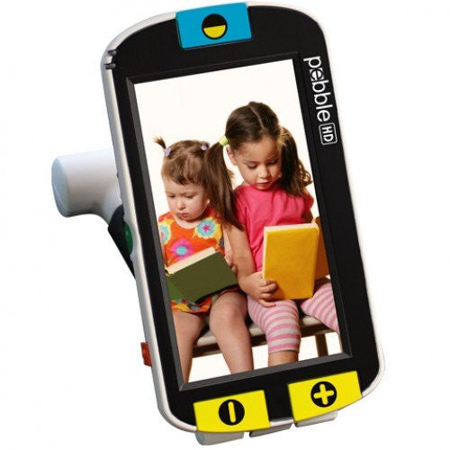 Pebble Magnifier showing 2 little girls reading books